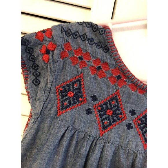 Peek Size 6/7 Blue Chambray Embroidered Dress - Picture 2 of 5
